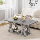 47” Wood Coffee Tables for Living Room Rustic Stands with Storage Shelf Grey Coffee Tables for Living Room Farmhouse Center Stands with Shelf Farmhouse Rectangle Center Table by CozyNest Decor