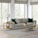 Henn&Hart 20" Wide Square Side Table with Mirror Shelf in Brass, Table for Living Room, Bedroom by CozyNest Decor