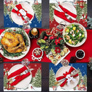 Winter Christmas Placemats Set of 6 Red Blue Snowman Plastic Table Mats Christmas Tree Birds Place Mats Washable Vinyl Seasonal Winter Table Decoration for Indoor Outdoor Party Kitchen Dining by CozyNest Decor