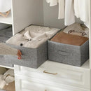 Linen Folding Storage Bins, 3 Pack Large Storage Baskets, Washable, Clothing Storage Bins with Handle, Closet Organizer for Storage Sweater,Sheets(dark grey, 18½"x13½"x8½") by CozyNest Decor