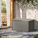 100 Gallon Lockable Resin Deck Box, Waterproof & UV-Resistant Outdoor Storage Box for Outdoor Cushion Storage, Garden Tools & Pool Accessories Storage, Gray by GreenHaven Gardens