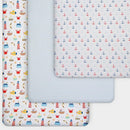 GROW WILD Nautical & Ships Baby Crib Sheets for Boys (3 Pack) - Jersey Knit Fitted Sheet (52" x 28"), Toddler Bedding Set & Baby Boy Crib Bedding Set, Anchors and Ships with Stripes by TinyTreasures Baby Boutique