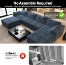 157.5" U Shaped Modern Sofa Modular Sectional Cloud Couch with 2 Ottoman,Deep Seat Upholstered Couches with Corduroy Fabric for Living Room Furniture,Bedroom and Apartment,No Assembly Required,Blue by CozyNest Decor