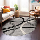 Rugshop Modern Wavy Circles Design Oval Area Rug 5' x 7' Gray by TinyTreasures Baby Boutique