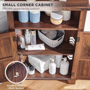 Corner Bathroom Cabinet, Farmhouse Small Cabinet with Barn Door & Adjustable Shelf, Storage Cabinets for Bathroom, Kitchen & Living Room, Brown by CozyNest Decor