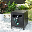 Metal Garden Hose Reel Deck box, Durable Steel Garden Hose Storage Box Cabinet, 150ft 5/8" Garden Hose Capacity. - Hose guide Manual Rewind, No-leak aluminum water connections by GreenHaven Gardens