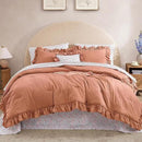 Full Comforter Set - 7 Pieces Ruffle Autumn Leaf Bedding Sets, Shabby Chic Farmhouse Bed in a Bag Full with Ruffle Comforter, Floral Sheets, Pillowcases & Shams by CozyNest Decor