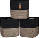 NaturalCozy 13 Inch Cube Storage Bins Cotton Rope Woven Baskets for Organizing 3-Pack | 13 x 13 Storage Cubes | Fabric Square Storage Baskets for Shelves Organizer, Kids Toy Bins, Closet Baby Nursery by TinyTreasures Baby Boutique