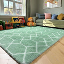 ONASAR Area Rugs for Bedroom Living Room, Washable 4x6 Fluffy Sage Green and White Throw Rug, Shaggy Geometric Floor Mat for Home Decor Aesthetic, Soft Plush Fuzzy Carpet for Nursery Kids Teen Dorm by TinyTreasures Baby Boutique