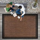 CAMILSON Indoor Outdoor Rug, 6x9 Bordered Nut Brown Black Modern Area Rugs for Indoor and Outdoor Patios, Kitchen and Hallway Mats, Washable Porch Deck Outside Carpet (Bordered Nut Brown Black, 6 x 9) by GreenHaven Gardens