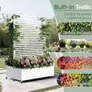 Double Metal Planter Box with Trellis Privacy Screen, Raised Garden Bed with Trellis & Wheels, Planter Box Outdoor with Drainage Holes for Climbing Plants, Vegetable, Vines,73"x 47"x 30", White by GreenHaven Gardens