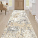 Runner Rug Kitchen Washable Rugs: 2x6 Non-Slip Abstract Soft Modern Stain Resistant Indoor Floor Neutral Accent Throw Carpet for Hallway Bathroom Laundry Room Entryway Bedroom- Gray Gold by TinyTreasures Baby Boutique