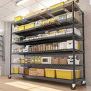 REIBII 60''W X 82.6" H Steel Heavy Duty Wire Shelving Unit with Wheels, 6-Tier Adjustable Storage Shelves 3598LBS Commercial Metal Shelves for Pantry, Garage, College Dorm School Industrial Shelving by CozyNest Decor