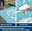 GAOMON Outdoor Rug Waterproof 9x18 Reversible Plastic Straw Rug, Large Rugs for Patio UV-Resistant Portable RV Camping Mats, Indoor Outdoor Medallion Carpet for Deck Porch Garden, Light Blue by CozyNest Decor