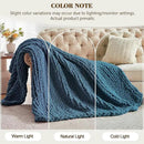 Carriediosa Chunky Knit Throw Blanket 60" X 80" Twin, 100% Hand Made Large Chenille Loop Yarn Soft Fluffy Throws for Couch Sofa Bed, Big Crochet Cozy Heavy Thick Cable Woven Blankets, Lyons Blue by CozyNest Decor