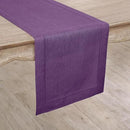 Solino Home Linen Purple Table Runner 144 Inches Long - 100% Pure Linen Extra Long Table Runner 14 x 144 Inch for Fall, Autumn, Halloween, Thanksgiving - Classic Hemstitch by CozyNest Decor
