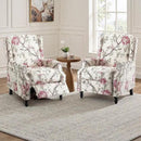 UIXE Pushback Recliner Chair, Fabric Upholstered Armchair Push Back Accent Chair for Living Room, Rivet Trim Home Theater Single Sofa Bedroom Reading Seat with Footrest - Beige Floral by CozyNest Decor