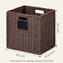 UBBCARE 4 Pack Wicker Basket, 12×12 Storage Cubes with Label, Foldable Cube Storage Bin with Handle, Square Storage Basket for Shelves, Woven Paper Rope Basket for Organizing, Brown by GreenHaven Gardens