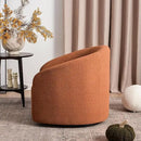 KINWELL 32" Wide Swivel Boucle Accent Chair Armchair, No Assembly Mid-Century Modern Round Upholstered Barrel Chair for Living Room, Bedroom, Office (Caramel) by CozyNest Decor