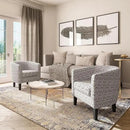 BELLEZE Accent Barrel Chair, Linen Round Chair Club Tub Sofa Corner Chair with Flared Legs and Cozy Soft Padding for Living Room Bedroom Waiting Room - White & Brown by CozyNest Decor