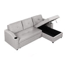 80.3" Pull Out Sofa Bed Modern Padded Upholstered Sofa Bed, Linen Fabric 3 Seater Couch with Storage Chaise and Cup Holder, Small Couch for Small Spaces