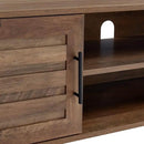 Mid Century Wooden TV Stand Entertainment Console with Open Shelving and 2 Cabinets for Televisions up to 65 Inches(Rustic Oak) by CozyNest Decor