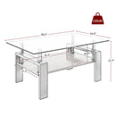 Modern Rectangular Coffee Table With Tempered Glass Top Layer, Table For Living Room - Transparent by HouseOfZazla