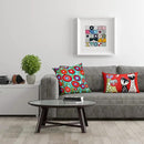 Floral Poppy Pillow Cover - Turquoise Suzani Poppies Accent Chair Cushion - 18x18 Inch Hand Embroidered Wool by CozyNest Decor