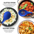 Zulay Kitchen Non-Stick Silicone Cooking Utensils Set with Acacia Wood Handles - 5 Piece Set - Heat Resistant to 464F - Dark Blue by CozyNest Decor