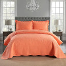MarCielo 3-Piece 100% Cotton Oversized Bedspread Lightweight Quilt Coverlet Embroidery Farmhouse Bedding Set T0 (Salmon, Oversized Queen (100"x106")) by CozyNest Decor