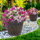 Sunnydaze 24-Inch Anjelica Large Plastic Pot for Plants - Outdoor Polyresin Round Planter with Drillable Drainage Holes - Sable - 4pk by CozyNest Decor