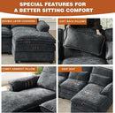 113" Oversized Cloud Couch, U Shape Sectional 4 Seat Sofa with Double Chaises, 2 Layer Cusions, Deep Seat Comfy Sofa, Upholstery Chenille Fabric for Living Room, Dark Grey by CozyNest Decor