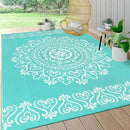 Pauwer Waterproof Outdoor Rug 8x10, Reversible Plastic Straw Patio Camping Rug, Indoor Outdoor RV Mat Carpet for Deck, Camper, Porch, Balcony, Backyard, Picnic, Floral Light Blue by GreenHaven Gardens
