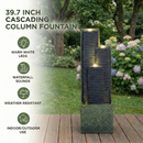 39" H Outdoor Water Fountain Modern Cascading Freestanding Fountain with LED Lights for Garden Patio Porch Lawn by HouseOfZazla