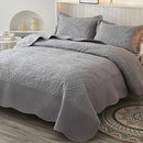MarCielo 3-Piece 100% Cotton Oversized Bedspread Lightweight Quilt Coverlet Embroidery Farmhouse Bedding Set T0 (Light Grey, Oversized Queen (100"x106")) by CozyNest Decor