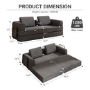 Convertible Sleeper Sofa Bed With Cylindrical Pillow, Fixed Shape Frame by Unique Piece Furniture