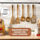 Acacia Wood Kitchen Utensil Set 9PC-Natural Wooden Cooking Tools for Nonstick Pans&Stir Frying,Scratch-Proof&Heat Resistant,Sturdy&Lightweight with Spoon Rest (Kitchen Utensil Set 9PC) by CozyNest Decor