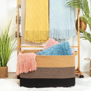 MINTWOOD Design 22in Extra Large Blanket Basket Holder for Living Room, Rectangle Rope Woven Storage Bin with Handles for Laundry, Pool Towels, and Shoes, Dog Toy Box Organizer, Black Jute by GreenHaven Gardens