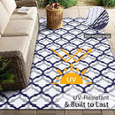 OLANLY Reversible Outdoor Rug 5x8 ft Clearance, Waterproof Outdoor Plastic Straw Rug with Interlacing Pattern, RV Mat for Patio, Camping, Balcony, Deck, Backyard, Navy & White by CozyNest Decor