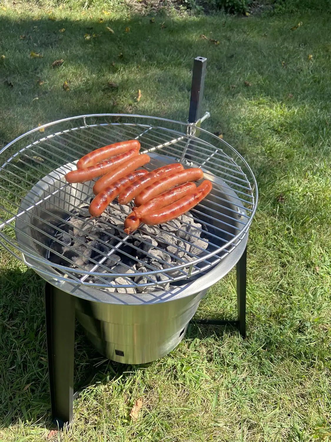 18-Inch Portable Campfire Pit & Grill - Stainless Steel Fire Pit with Raised Edge Grilling Rack, photo 3 of 6