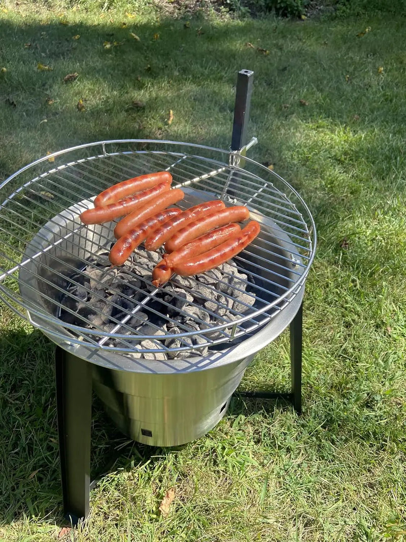18-Inch Portable Campfire Pit & Grill - Stainless Steel Fire Pit with Raised Edge Grilling Rack, photo 3 of 6