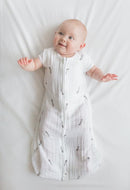 Amazing Baby Cotton Muslin Sleeping Sack, For Baby Boy or Girl, Wearable Blanket with 2-way Zipper, Little Feather, Black, Small (0-6 Month) by TinyTreasures Baby Boutique