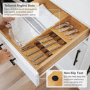 Premium Cutlery, Flatware, and Silverware Drawer Organizer – Slanted 3-Compartment Design with Labeled Slots, Non-Slip Feet, 100% Sustainable Bamboo by CozyNest Decor