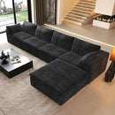 157.5" L Shaped Modern Sofa Modular Sectional Cloud Couch with Ottoman,Deep Seat Upholstered Couches with Corduroy Fabric for Living Room Furniture,Bedroom and Apartment,No Assembly Required,Black by CozyNest Decor