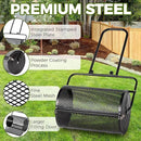 Outvita Compost Spreader and Peat Moss Spreader, 24" Push/Tow-Behind Roller Lawn Spreader with Steel Mesh Basket Garden Spreader for Spreading Manure Mulch Topsoil by GreenHaven Gardens