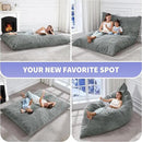 Hobestluk 3 in 1 Bean Bag Chair Giant Bean Bag Chairs Convertible Bean Bag Floor Cushion with Machine Washable Cover, Beanbag Chairs for Adult (Turquoise Grey) by CozyNest Decor