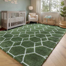 ONASAR Area Rugs for Bedroom Living Room, Washable 4x6 Fluffy Olive Green and White Throw Rug, Shaggy Geometric Floor Mat for Home Decor Aesthetic, Soft Plush Fuzzy Carpet for Nursery Kids Teen Dorm by TinyTreasures Baby Boutique