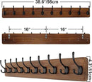 SKOLOO Rustic Wall Mounted Coat Rack, Case of 2, Pine Solid Wood Coat Hook Hanger - 10 Hooks for Hanging Clothes Robes Towels Coats by CozyNest Decor