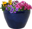 Sunnydaze Chalet Large Ceramic Plant Pot - Round Outdoor Glazed Ceramic Planter Pot with Drainage - Imperial Blue - 14.5" by CozyNest Decor