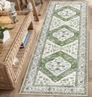 Lahome Boho Green Hallway Runner - 2x6 Washable Kitchen Runner Rug Non-Slip, Ultra-Thin Vintage Print Carpet Rug for Entryway Bedroom Laundry Room (Green, 2'x6') by TinyTreasures Baby Boutique